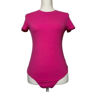 PUMYEY‎ Hot Pink Short Sleeve Thong Bodysuit Women's Size M